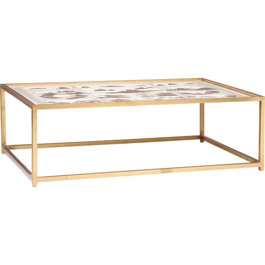 Chinoiserie Coffee Table by Chelsea House in gold leaf, hand painted, clear. Made from unique in a unique style.
