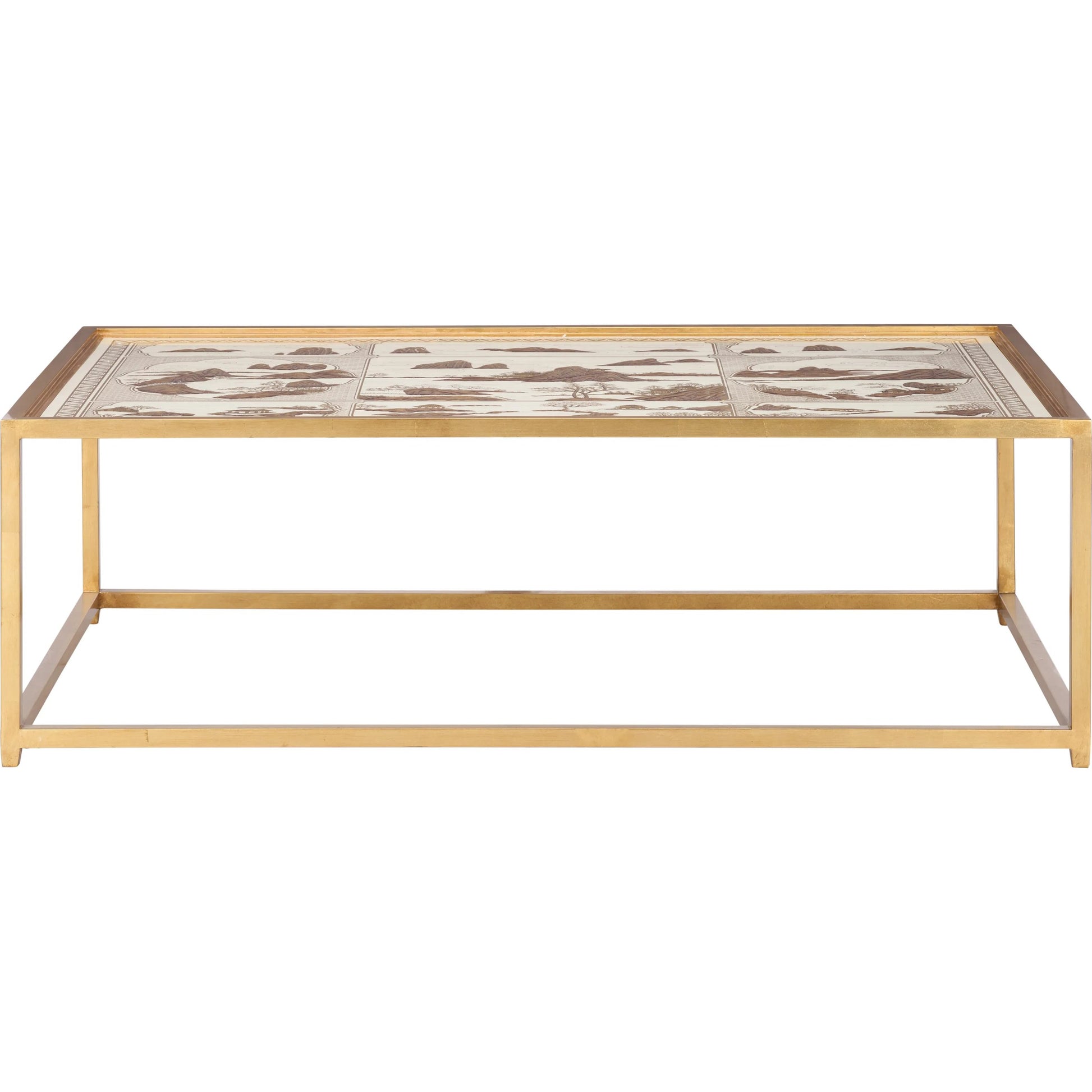 Chinoiserie Coffee Table by Chelsea House in gold leaf, hand painted, clear. Made from unique in a unique style.