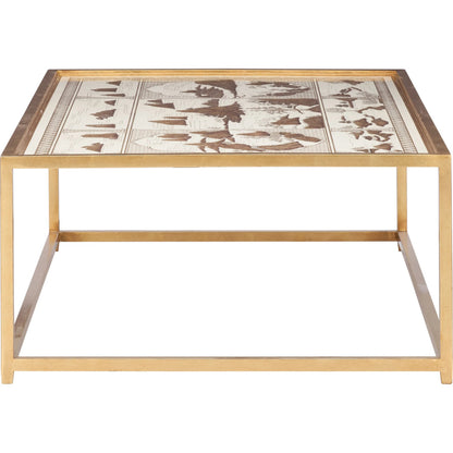 Chinoiserie Coffee Table by Chelsea House in gold leaf, hand painted, clear. Made from unique in a unique style.
