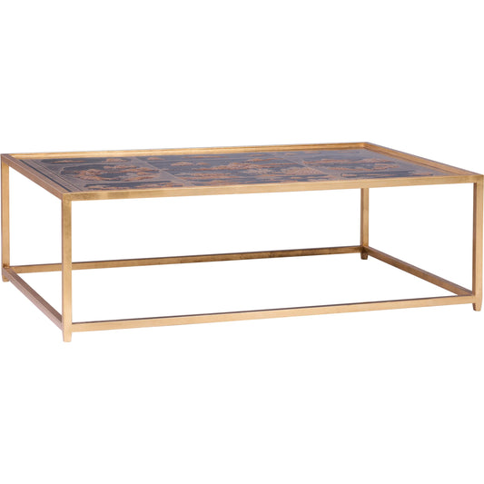 Chinoiserie Coffee Table by Chelsea House in gold leaf, hand painted, clear. Made from unique in a unique style.