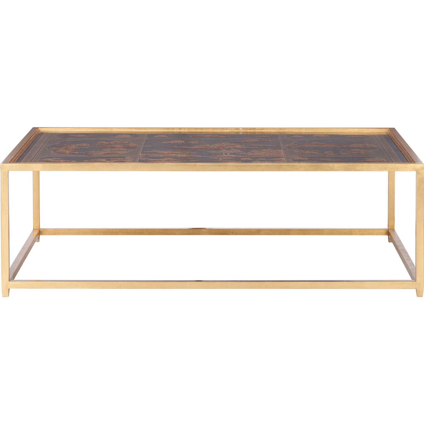 007 SI-2533812 | Additional Silo | Chinoiserie Coffee Table by Chelsea House in gold leaf, hand painted, clear. Made from unique in a unique style.