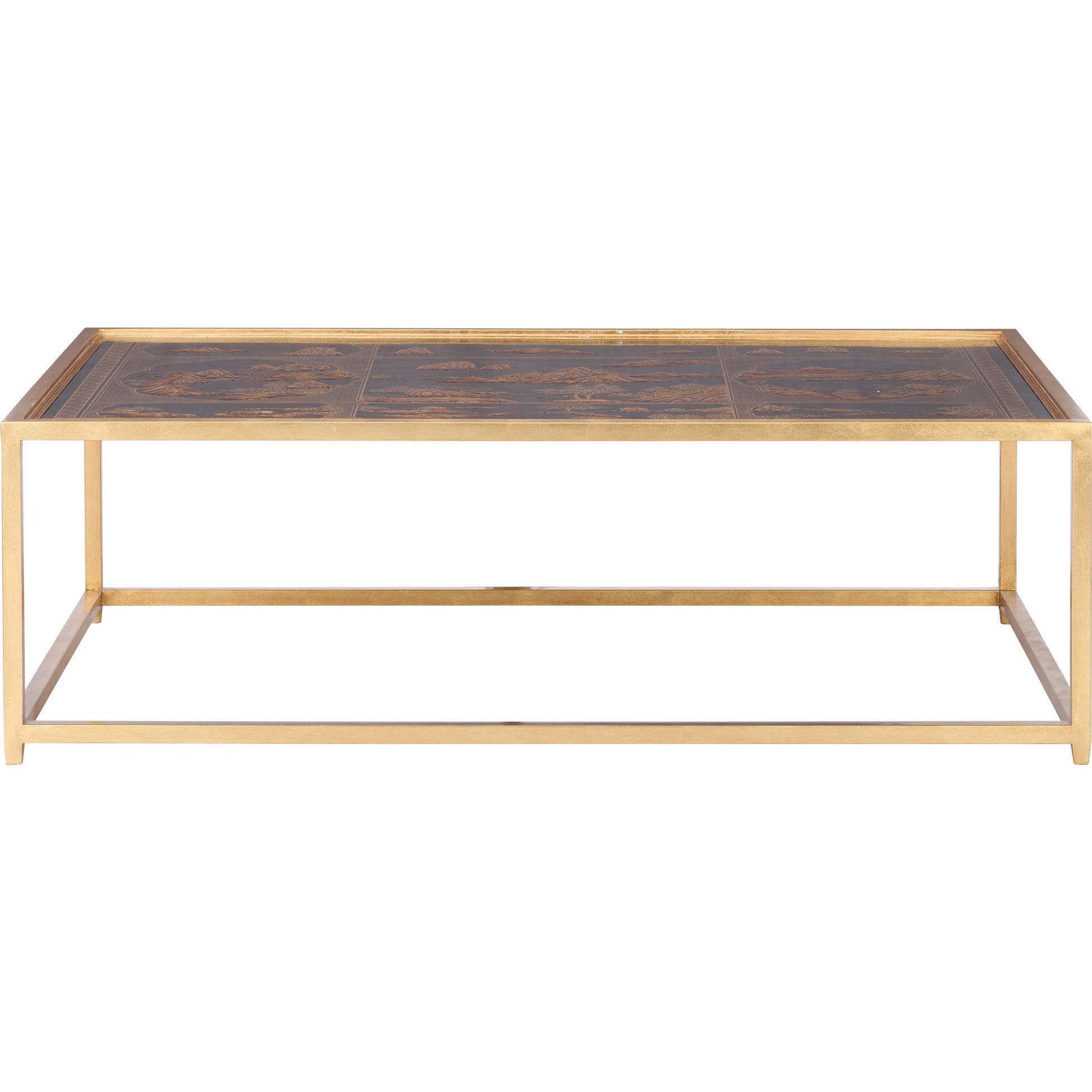 Chinoiserie Coffee Table by Chelsea House in gold leaf, hand painted, clear. Made from unique in a unique style.