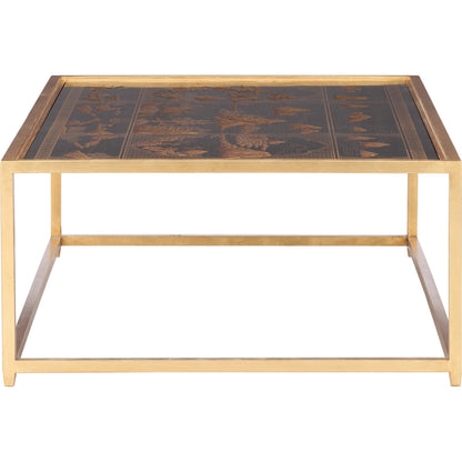 Chinoiserie Coffee Table by Chelsea House in gold leaf, hand painted, clear. Made from unique in a unique style.