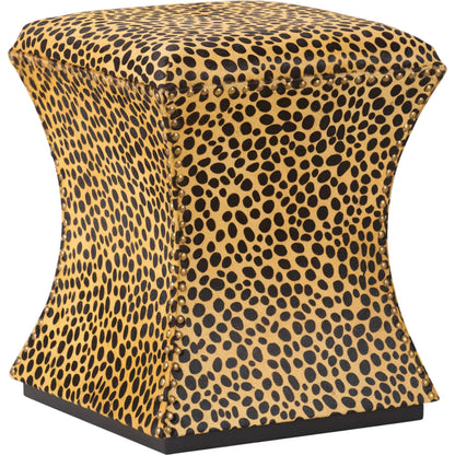 Leopard Ottoman by Chelsea House in orange, black and leopard print. Made from unique in a unique style.