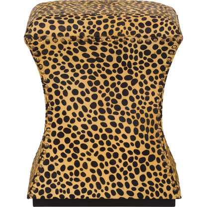 Leopard Ottoman by Chelsea House in orange, black and leopard print. Made from unique in a unique style.