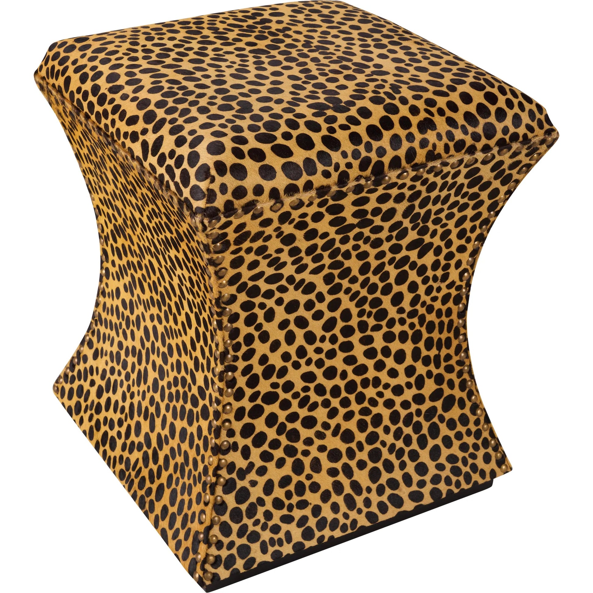 Leopard Ottoman by Chelsea House in orange, black and leopard print. Made from unique in a unique style.