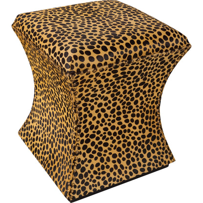 Leopard Ottoman by Chelsea House in orange, black and leopard print. Made from unique in a unique style.