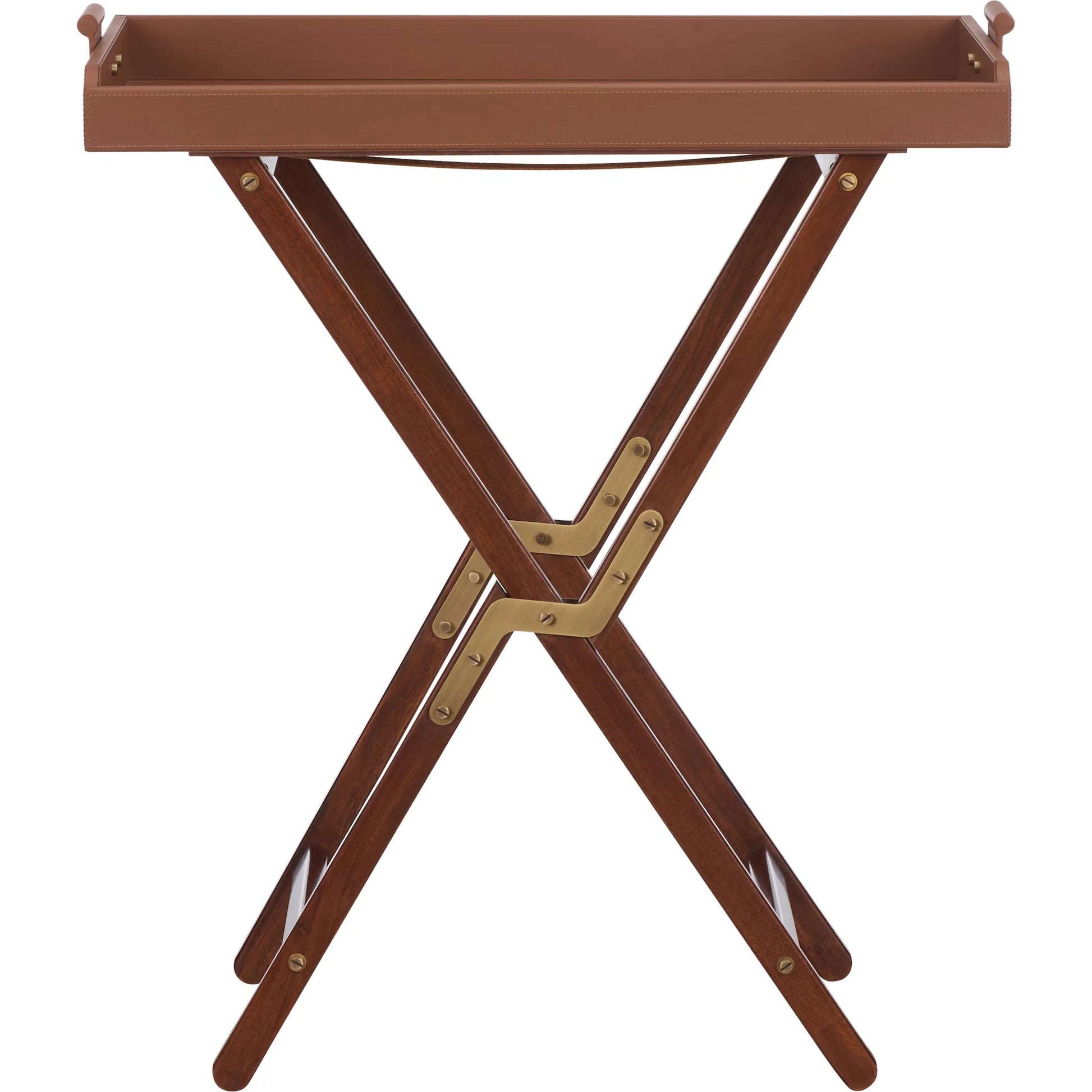 Roland Butler's Tray and Stand by Chelsea House in brown, gold and brown, antique brass. Made from unique in a unique style.