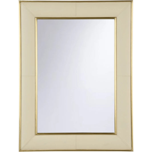 Drake Leather Mirror by Chelsea House in white, cream, gold and cream, brushed brass, clear, plain. Made from unique in a unique style.
