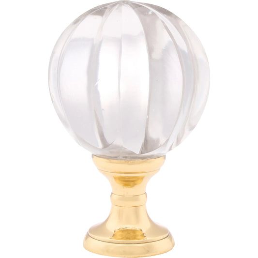 Ribbed Hand Blown Finial by Chelsea House in gold and clear, polished brass. Made from unique in a unique style.