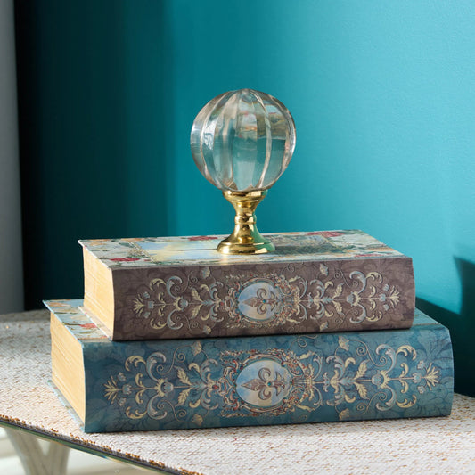 Ribbed Hand Blown Finial by Chelsea House in gold and clear, polished brass. Made from unique in a unique style.