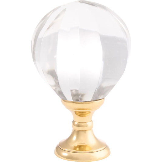 Melon Cut Finial by Chelsea House in gold and clear, polished brass. Made from unique in a unique style.
