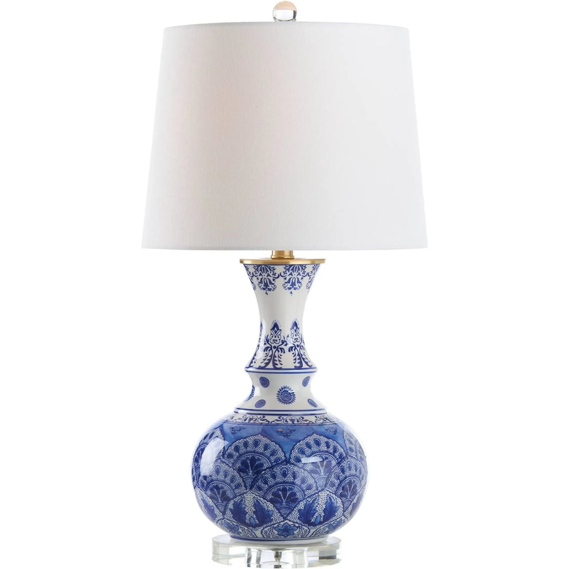 Marguerite Blue and White Lamp by Chelsea House in blue, white, cream and blue, white glaze, clear, brushed brass. Made from unique in a unique style.