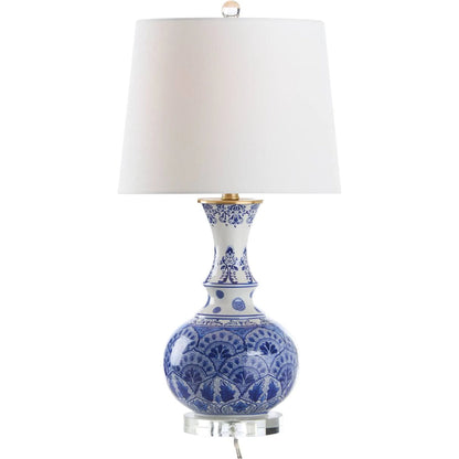 Marguerite Blue and White Lamp by Chelsea House in blue, white, cream and blue, white glaze, clear, brushed brass. Made from unique in a unique style.