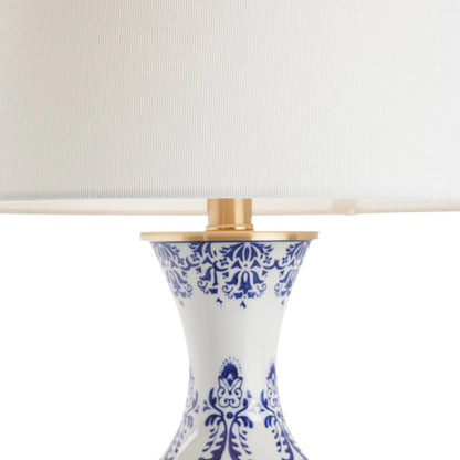 Marguerite Blue and White Lamp by Chelsea House in blue, white, cream and blue, white glaze, clear, brushed brass. Made from unique in a unique style.