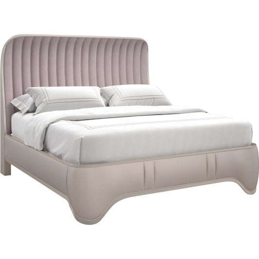 The Oxford Upholstered Bed by Caracole in taupe and afterglow. Made from birch in a modern style.