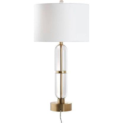 Flynn Table Lamp by Chelsea House in gold and clear, brushed brass. Made from unique in a unique style.