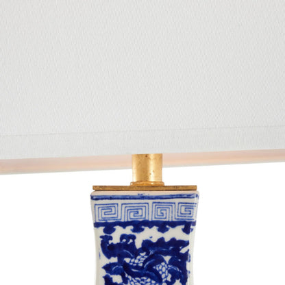 Square Double Gourd Lamp by Chelsea House in blue, white, cream and blue, white glaze, clear. Made from unique in a unique style.