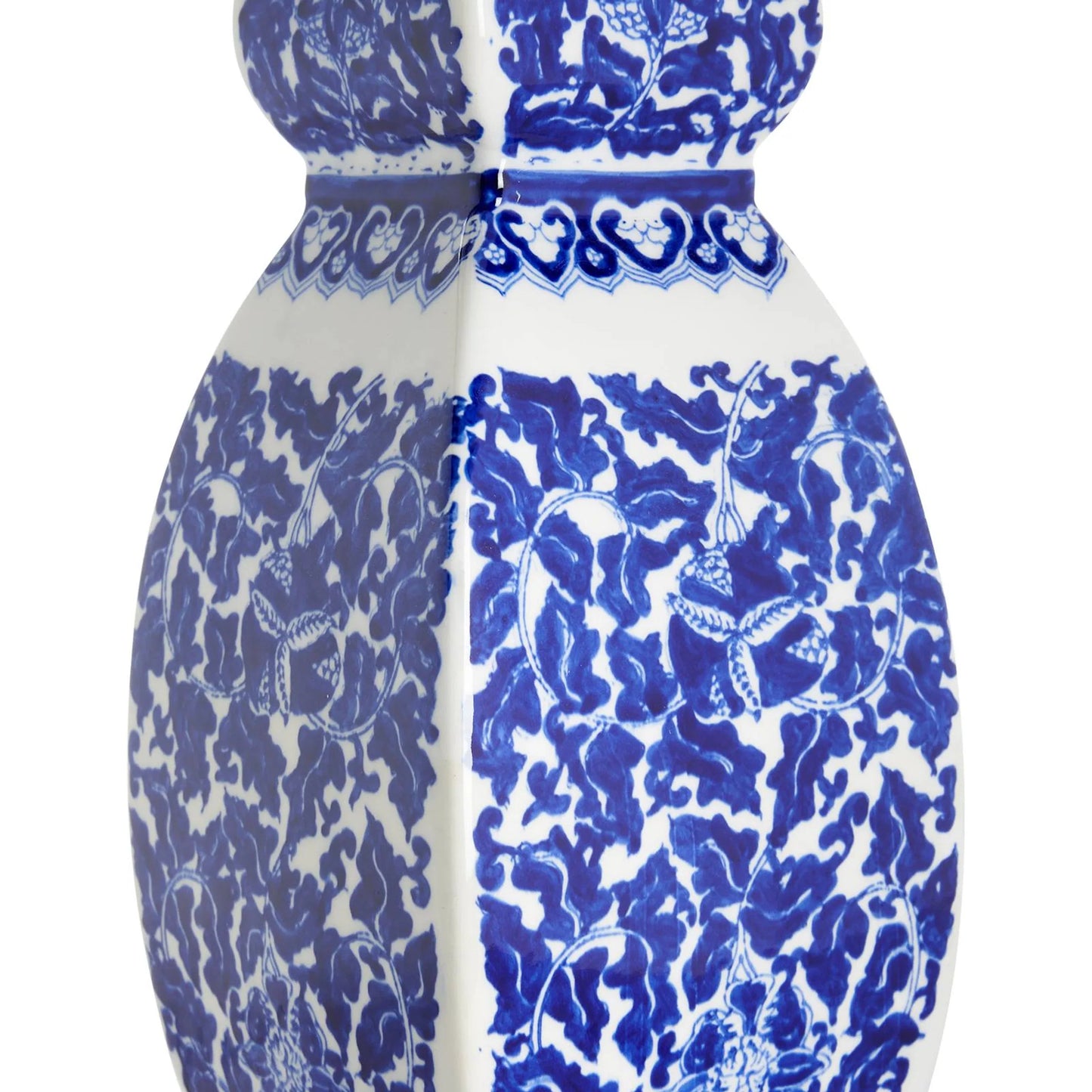 005 SI-2533932 | Closeup | Square Double Gourd Lamp by Chelsea House in blue, white, cream and blue, white glaze, clear. Made from unique in a unique style.