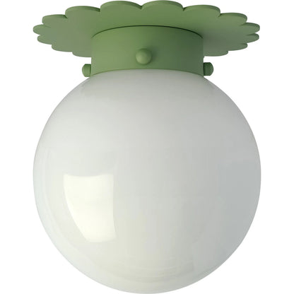 Fancy Scalloped Flushmount by Chelsea House in green, white, cream. Made from steel, glass in a eclectic & global style.
