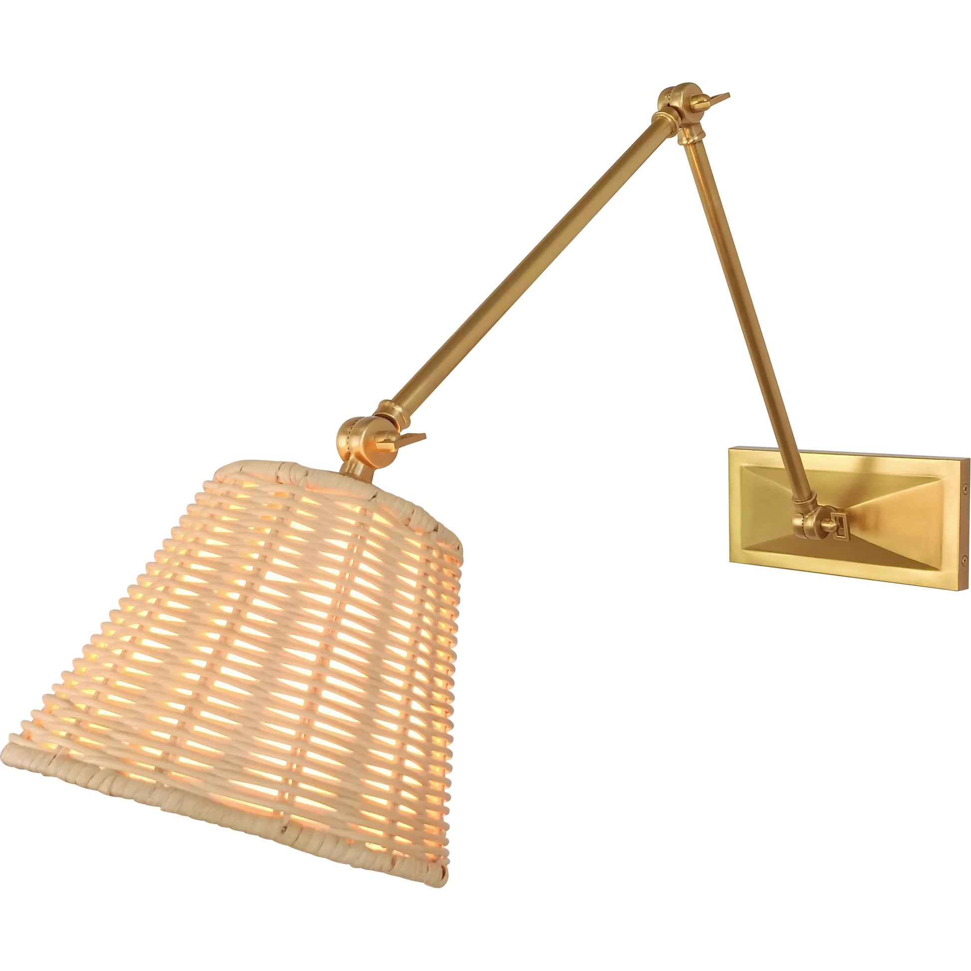 Downtown Sconce by Chelsea House in brown, gold. Made from brass, steel, rattan in a rustic style.
