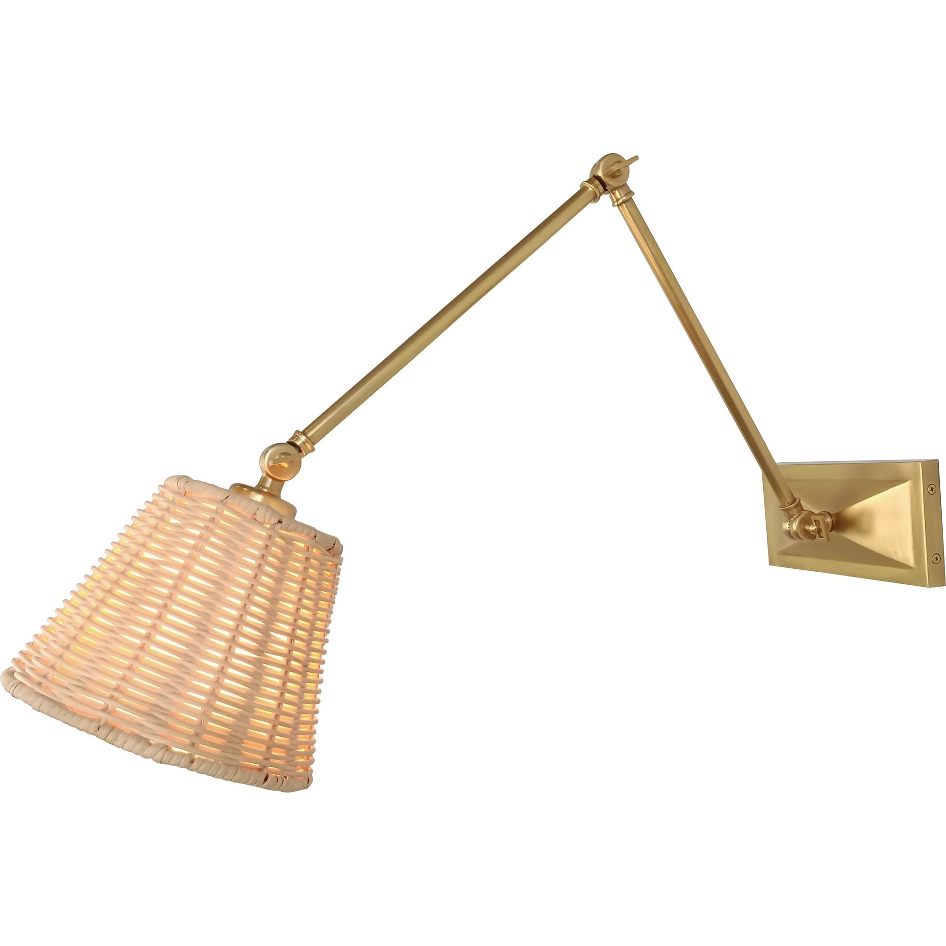 Downtown Sconce by Chelsea House in brown, gold. Made from brass, steel, rattan in a rustic style.