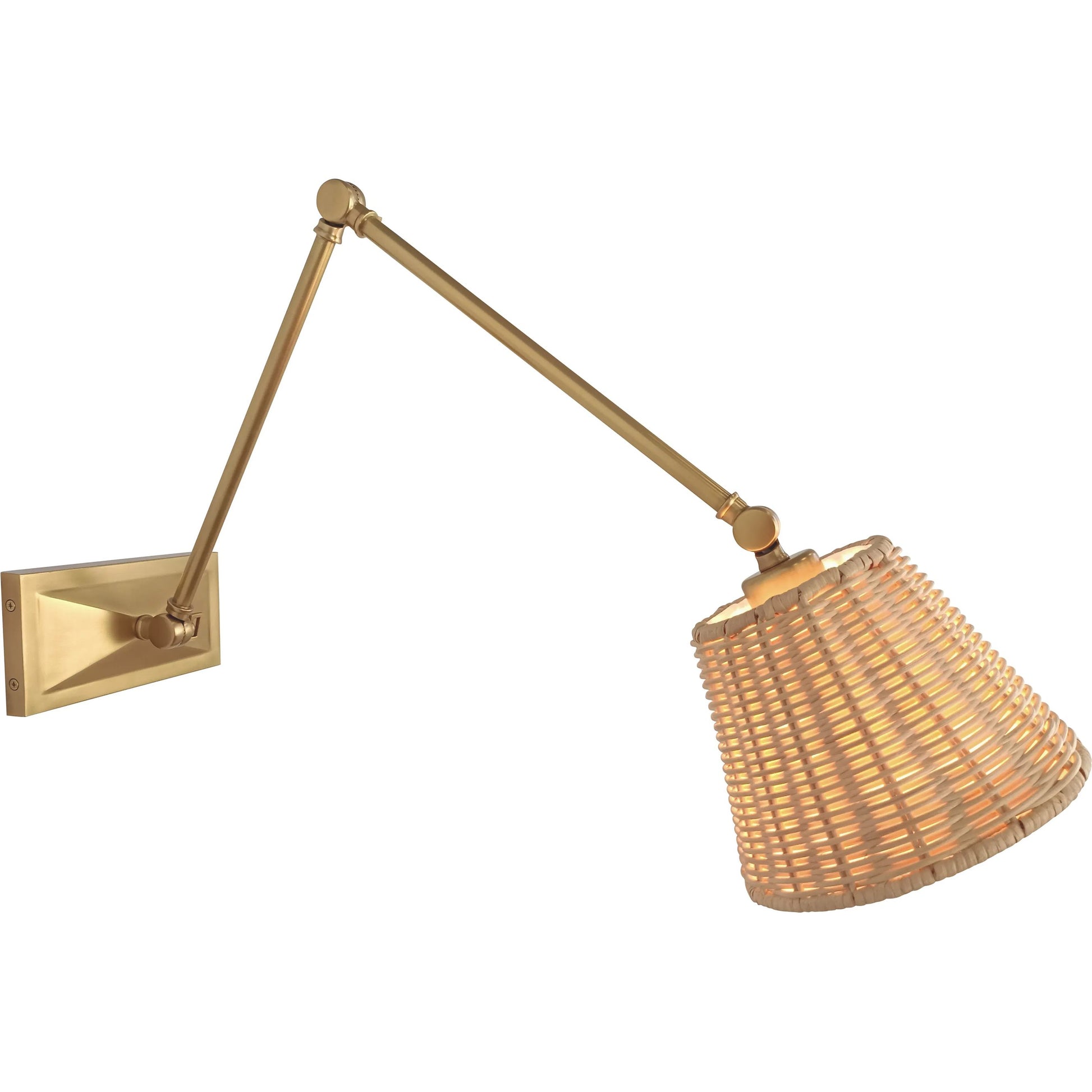 Downtown Sconce by Chelsea House in brown, gold. Made from brass, steel, rattan in a rustic style.