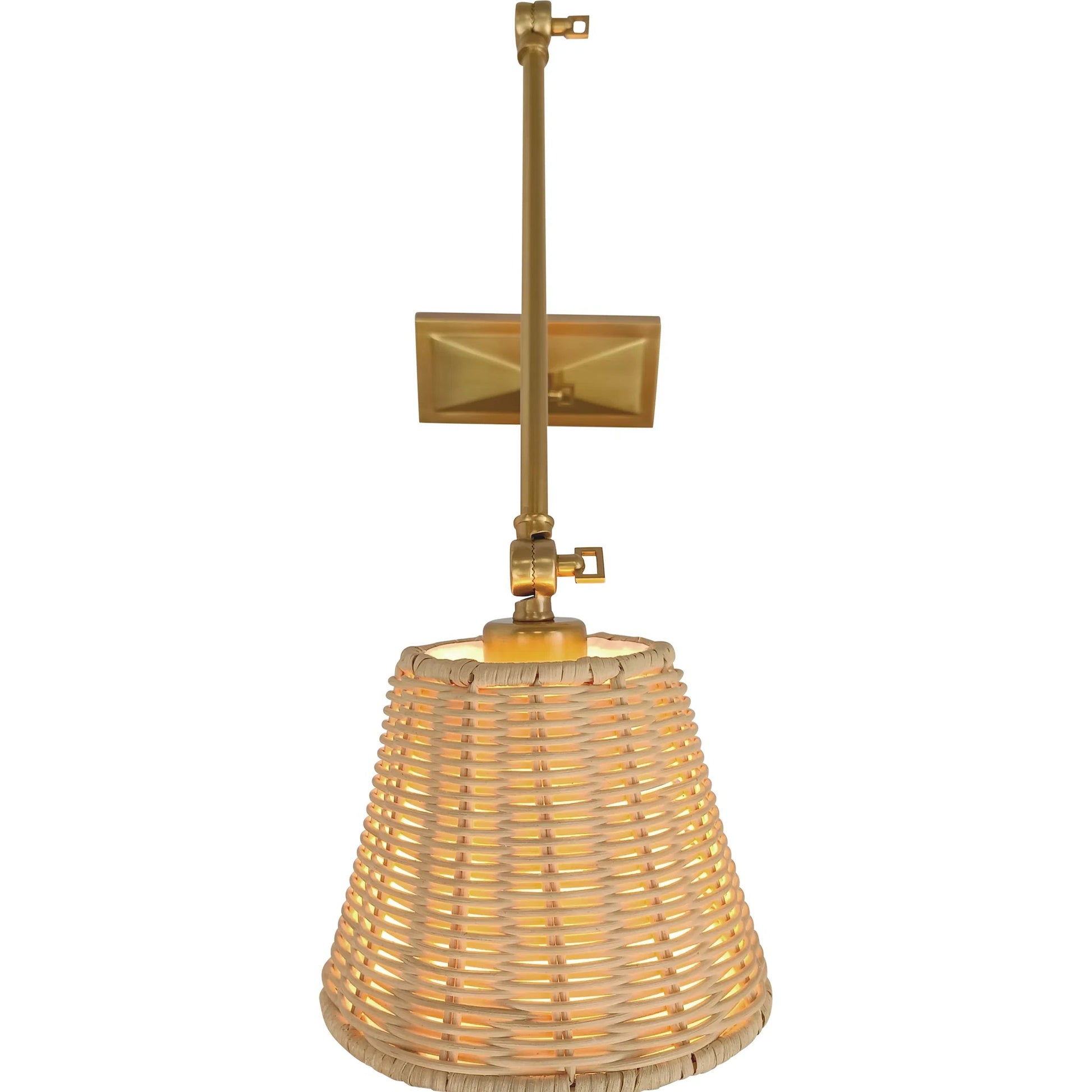 Downtown Sconce by Chelsea House in brown, gold. Made from brass, steel, rattan in a rustic style.