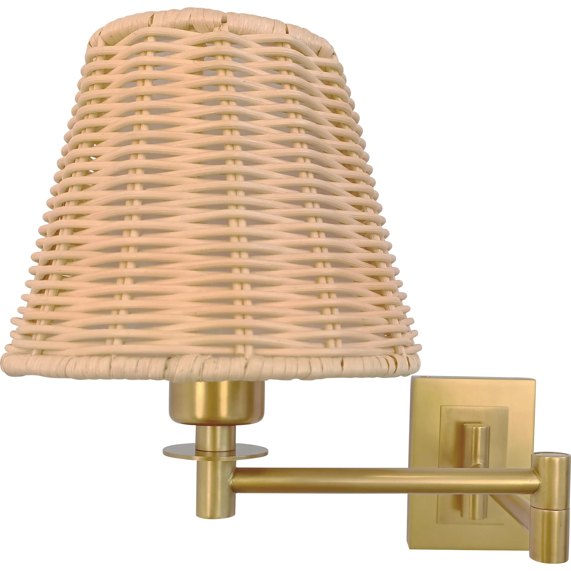 Uptown Sconce by Chelsea House in gold, brown. Made from steel, brass, rattan in a rustic style.
