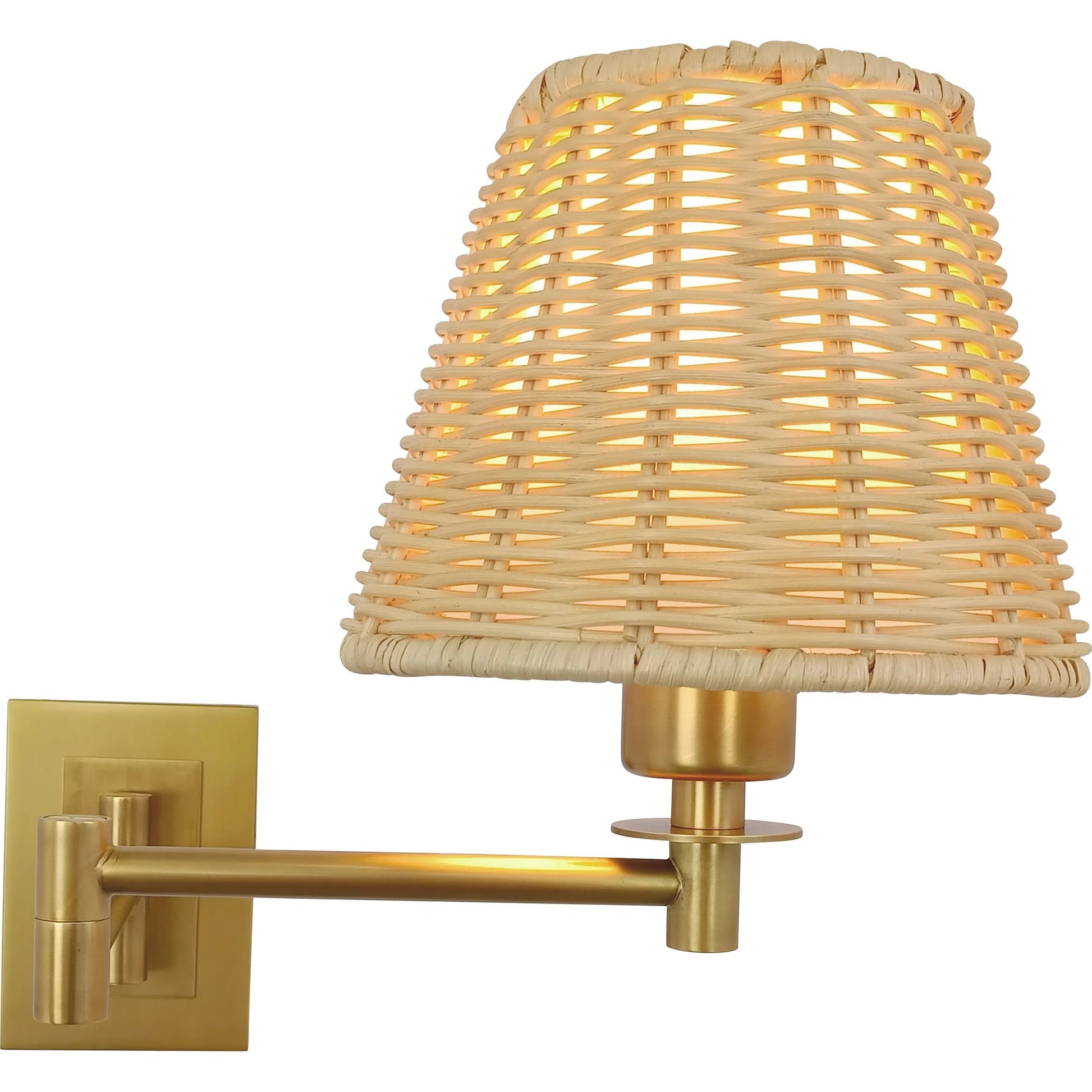 Uptown Sconce by Chelsea House in gold, brown. Made from steel, brass, rattan in a rustic style.