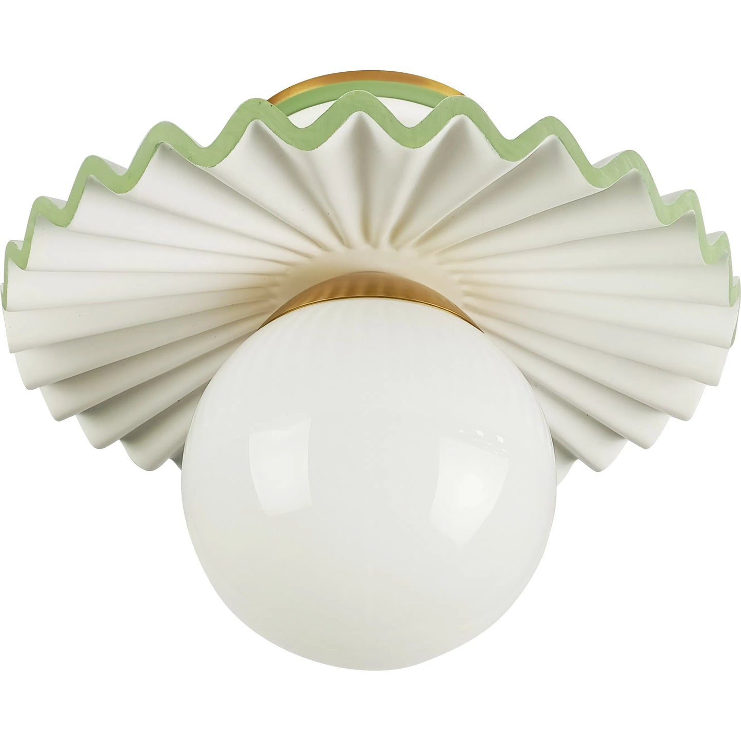 001 SI-2453006 | Primary Silo | Fancy Ruffle Flushmount by Chelsea House in white, cream, green. Made from resin, metal, glass in a eclectic & global style.