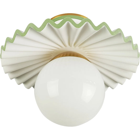Fancy Ruffle Flushmount by Chelsea House in white, cream, green. Made from resin, metal, glass in a unique style.