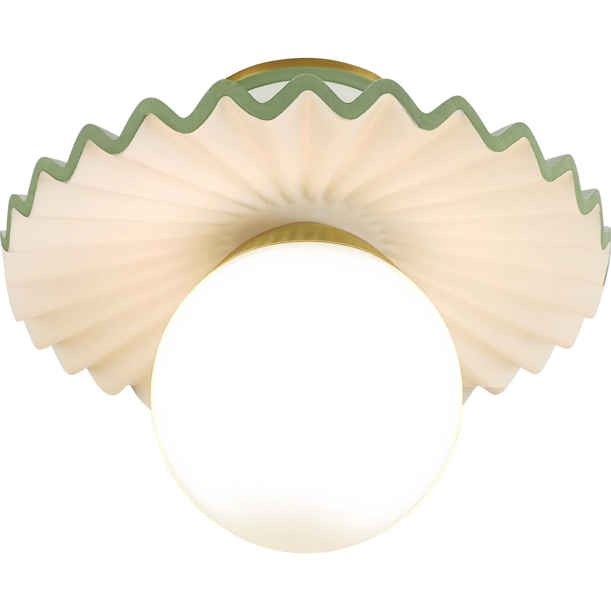 Fancy Ruffle Flushmount by Chelsea House in white, cream, green. Made from resin, metal, glass in a eclectic & global style.