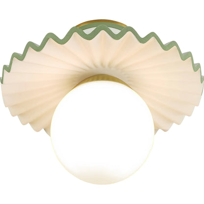 Fancy Ruffle Flushmount by Chelsea House in white, cream, green. Made from resin, metal, glass in a eclectic & global style.