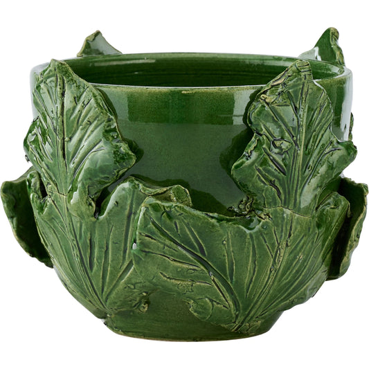 Fig Leaf Vase by Chelsea House in green and green glaze. Made from unique in a unique style.