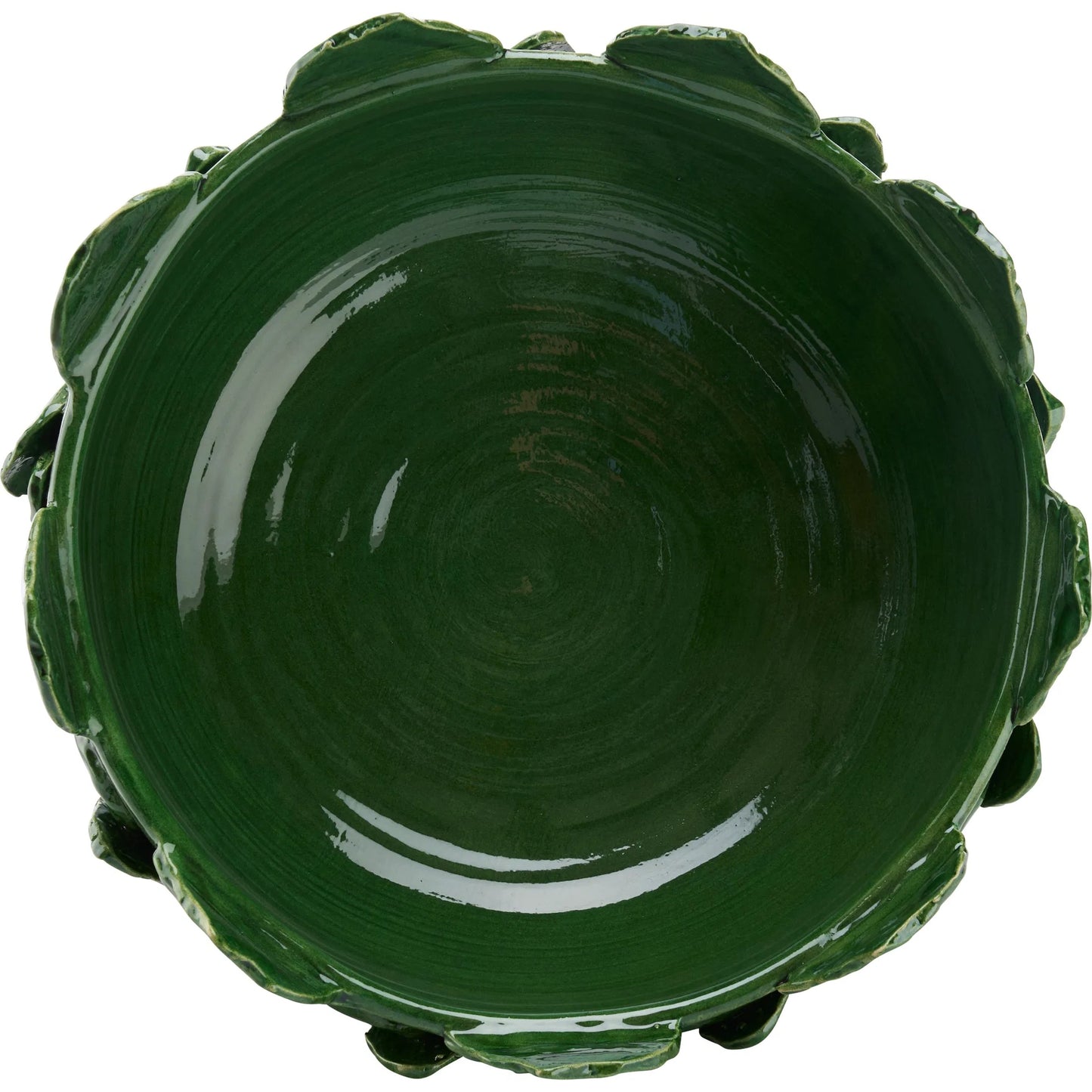 004 SI-2533833 | Additional Silo | Fig Leaf Pedestal Vase by Chelsea House in green and green glaze. Made from unique in a unique style.