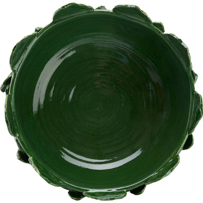 Fig Leaf Pedestal Vase by Chelsea House in green and green glaze. Made from unique in a unique style.