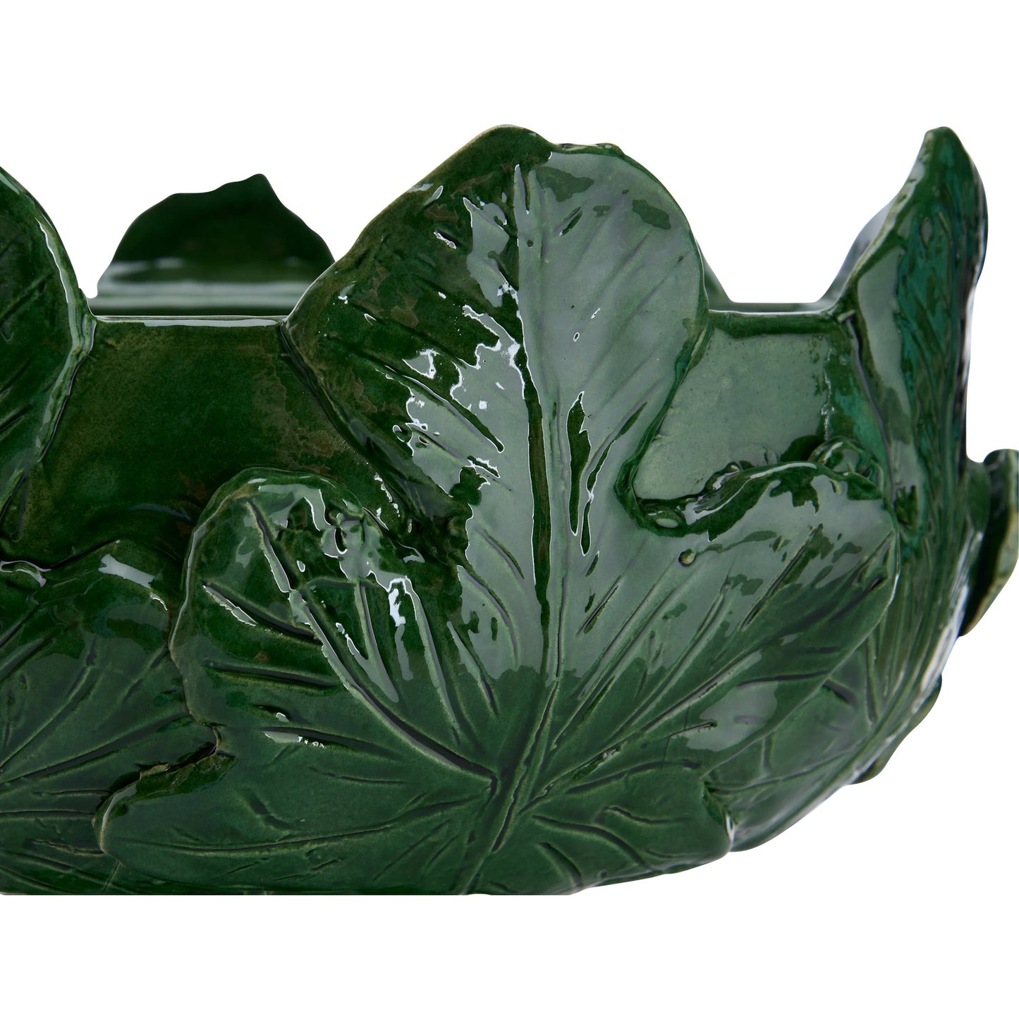 005 SI-2533833 | Closeup | Fig Leaf Pedestal Vase by Chelsea House in green and green glaze. Made from unique in a unique style.