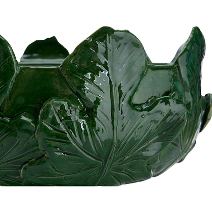 Fig Leaf Pedestal Vase by Chelsea House in green and green glaze. Made from unique in a unique style.