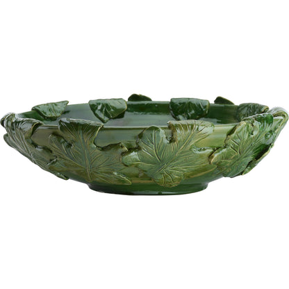 Fig Leaf Low Bowl by Chelsea House in green and green glaze. Made from unique in a unique style.