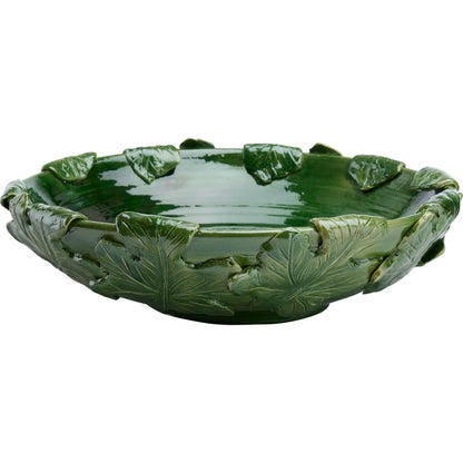 Fig Leaf Low Bowl by Chelsea House in green and green glaze. Made from unique in a unique style.
