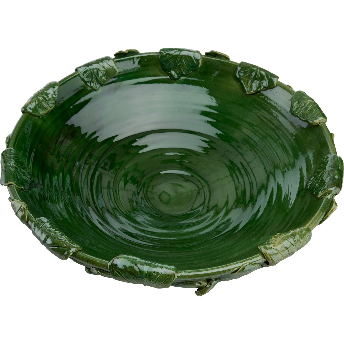004 SI-2533832 | Additional Silo | Fig Leaf Low Bowl by Chelsea House in green and green glaze. Made from unique in a unique style.