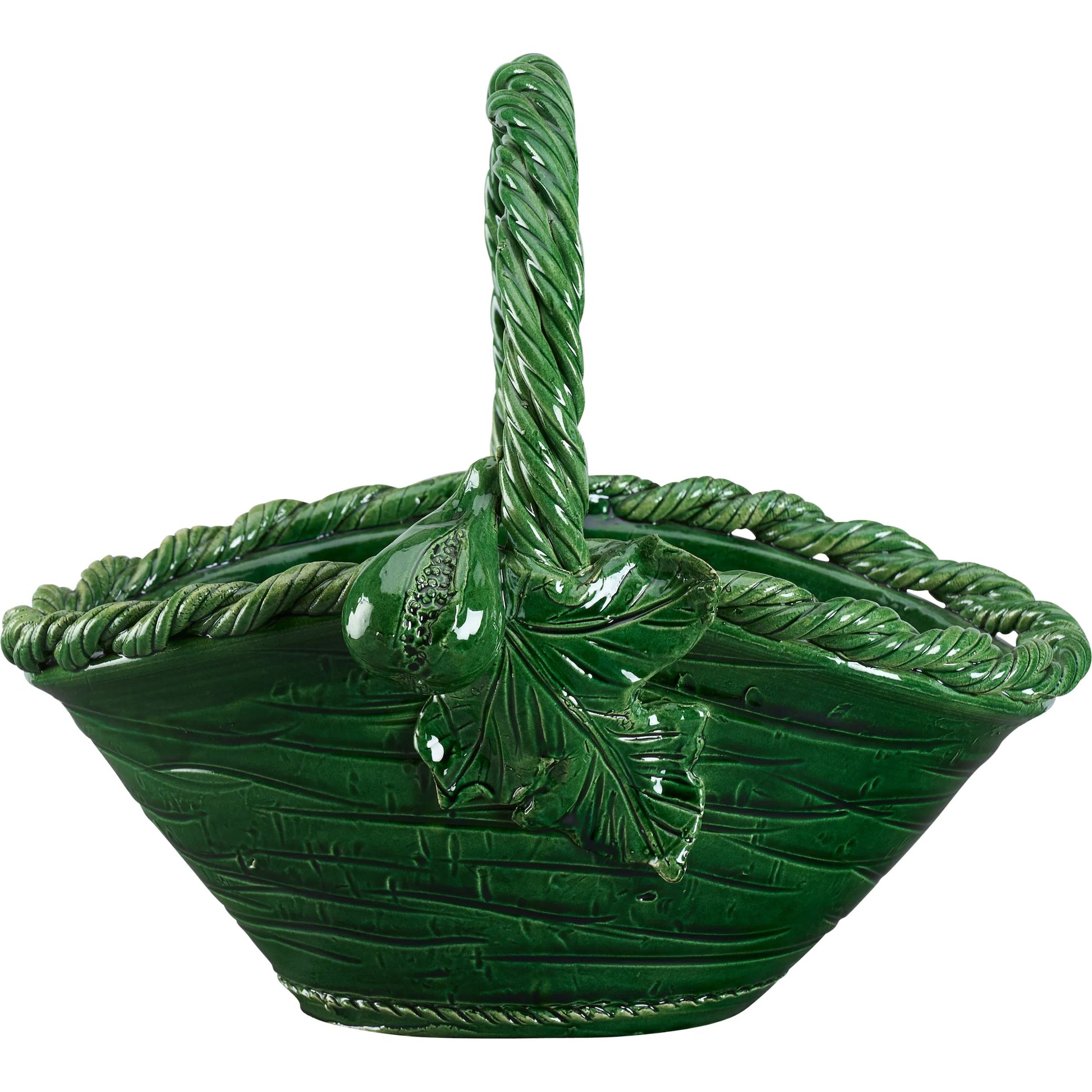 Fig Ceramic Basket by Chelsea House in green and green glaze. Made from unique in a unique style.