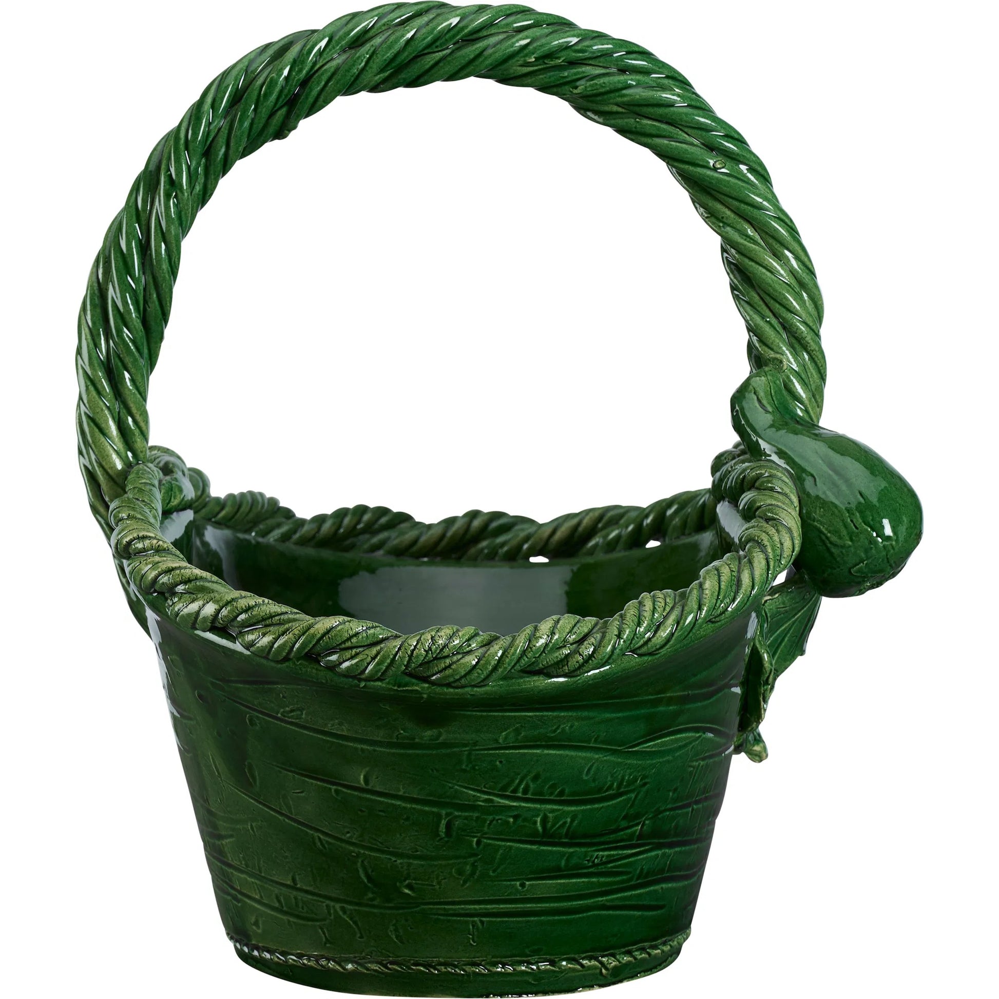 Fig Ceramic Basket by Chelsea House in green and green glaze. Made from unique in a unique style.