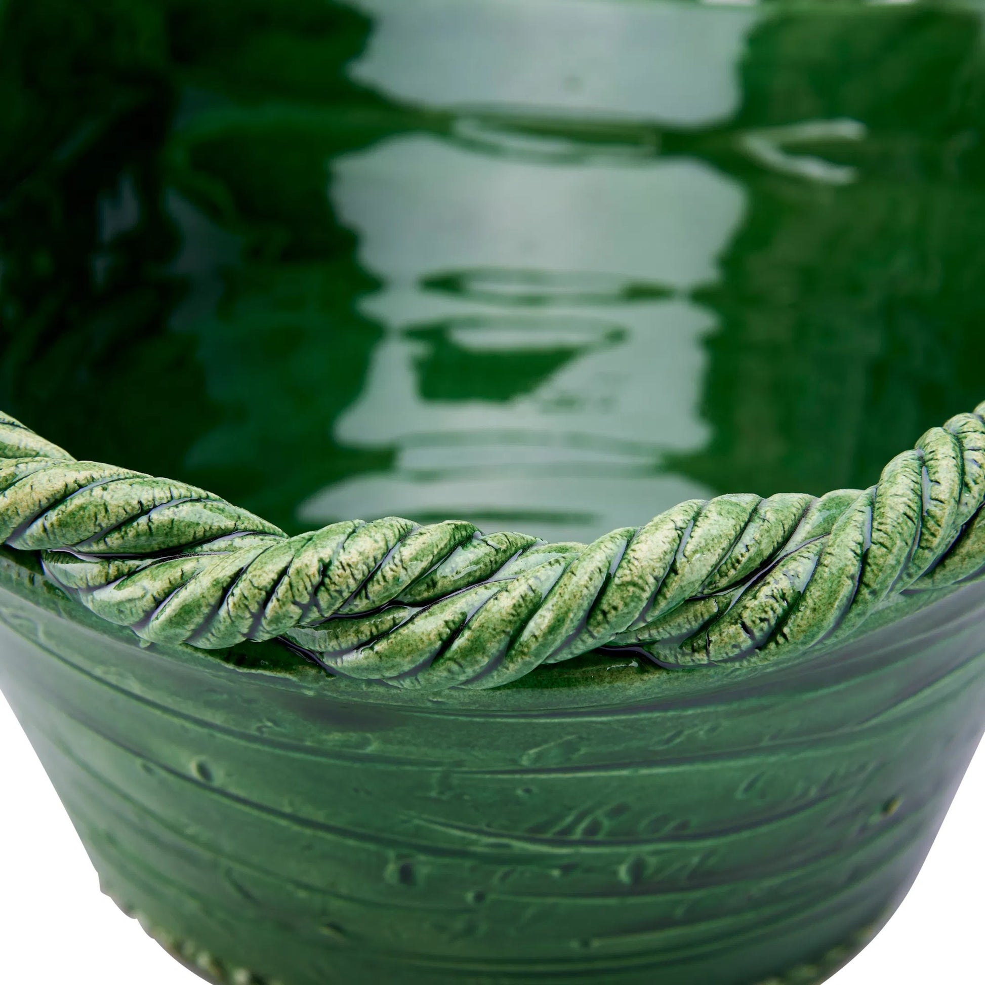 Fig Ceramic Basket by Chelsea House in green and green glaze. Made from unique in a unique style.