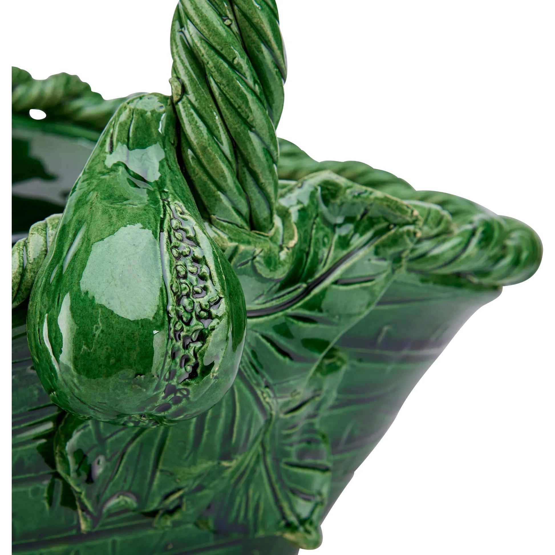 Fig Ceramic Basket by Chelsea House in green and green glaze. Made from unique in a unique style.