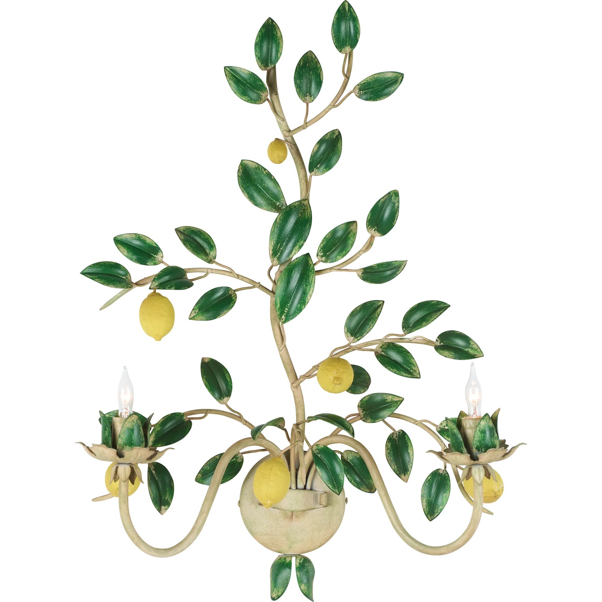 Lemon Wall Sconce by Chelsea House in green, yellow and hand painted. Made from unique in a unique style.