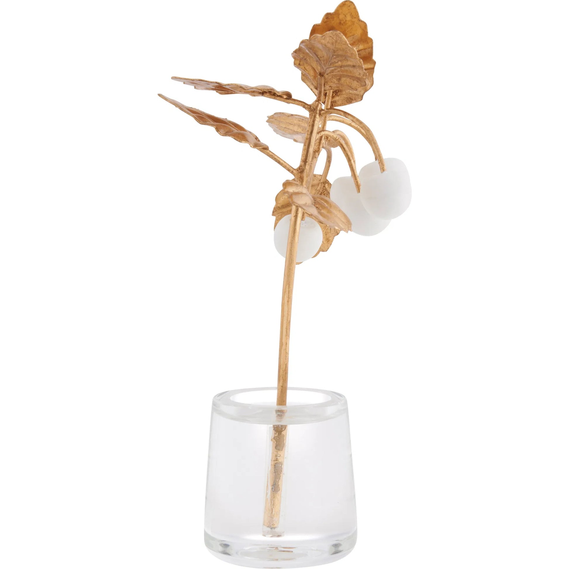 Cherry Blossom on Stand by Chelsea House in white, cream, gold and matte white, gold leaf, clear. Made from unique in a unique style.