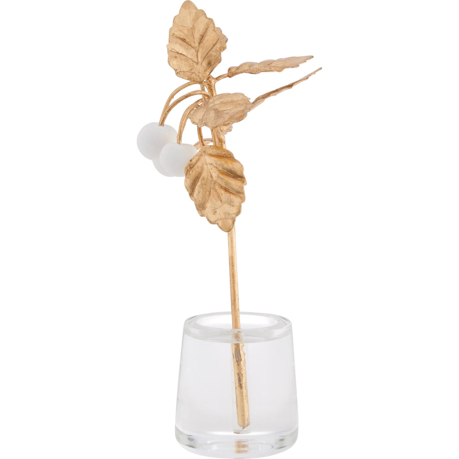 Cherry Blossom on Stand by Chelsea House in white, cream, gold and matte white, gold leaf, clear. Made from unique in a unique style.