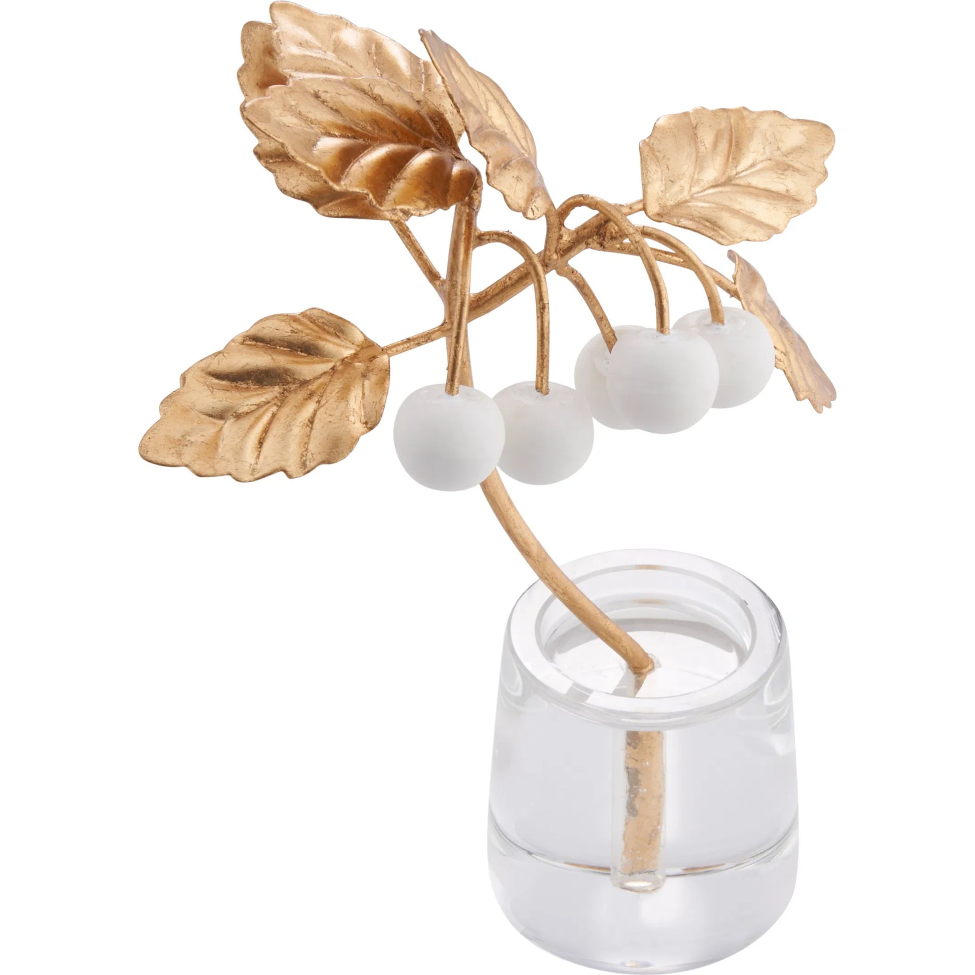 Cherry Blossom on Stand by Chelsea House in white, cream, gold and matte white, gold leaf, clear. Made from unique in a unique style.
